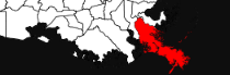 Detail of Wikipedia map of Louisiana showing Plaquemines Parish - as it was.